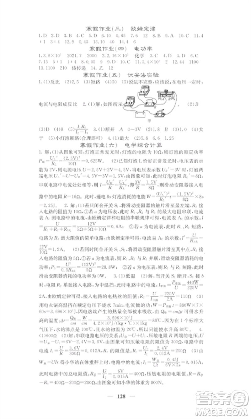 四川大學(xué)出版社2023課堂點(diǎn)睛九年級物理下冊人教版參考答案