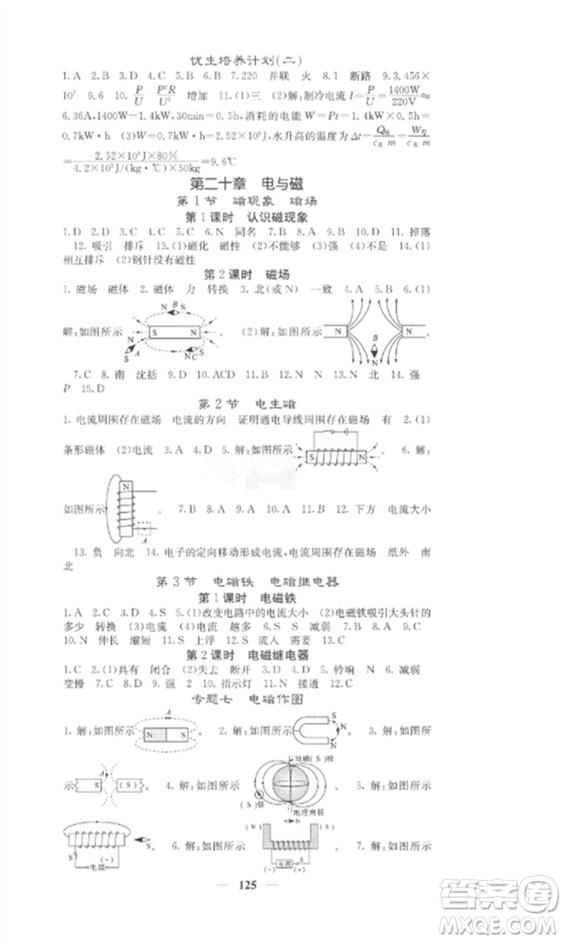 四川大學(xué)出版社2023課堂點(diǎn)睛九年級物理下冊人教版參考答案