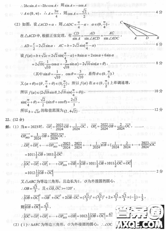 2022-2023學(xué)年第二學(xué)期高一期中調(diào)研試卷數(shù)學(xué)試卷答案