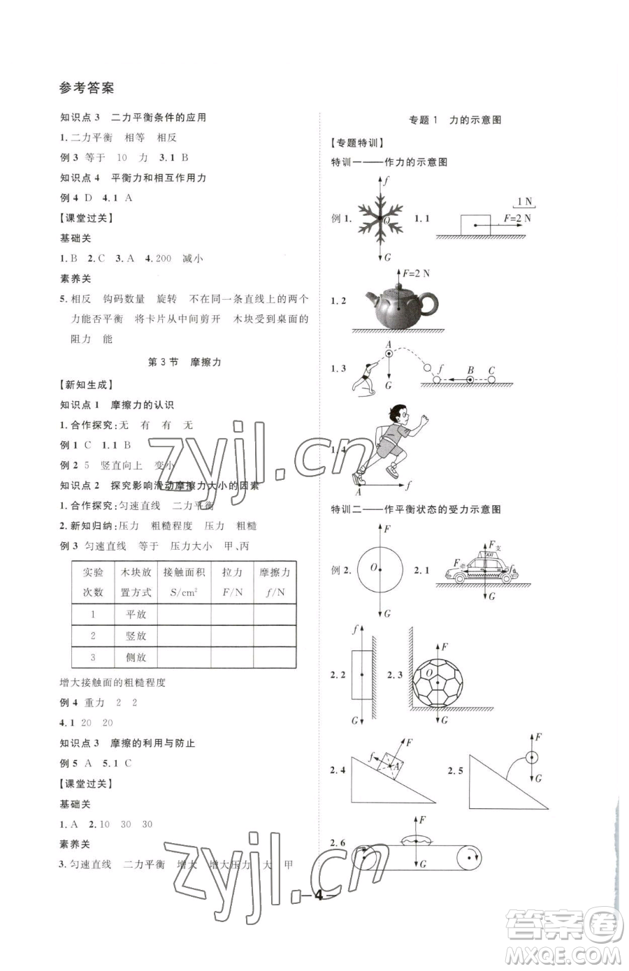 延邊大學(xué)出版社2023全程突破八年級(jí)下冊(cè)物理人教版參考答案