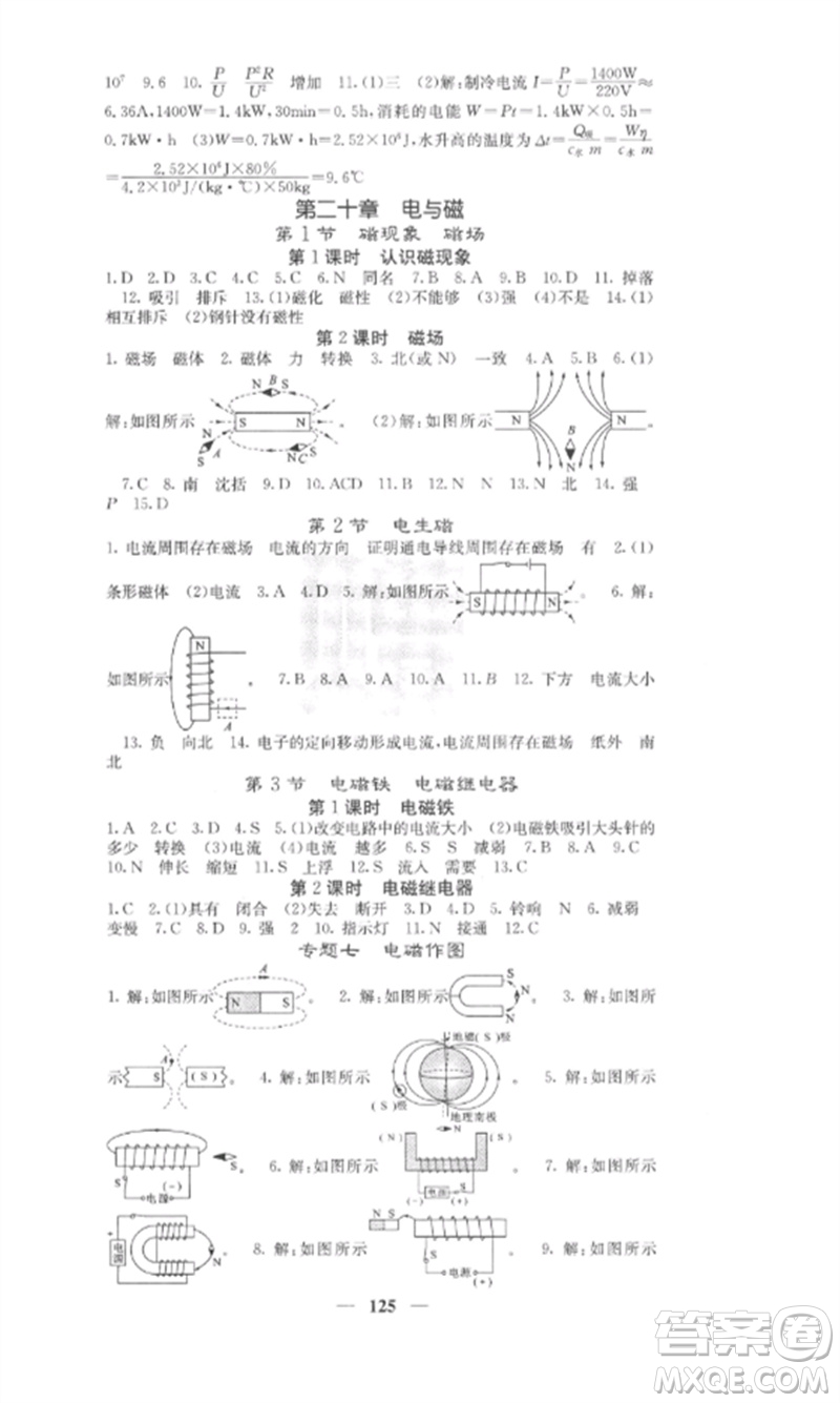 四川大學出版社2023課堂點睛九年級物理下冊人教版安徽專版參考答案