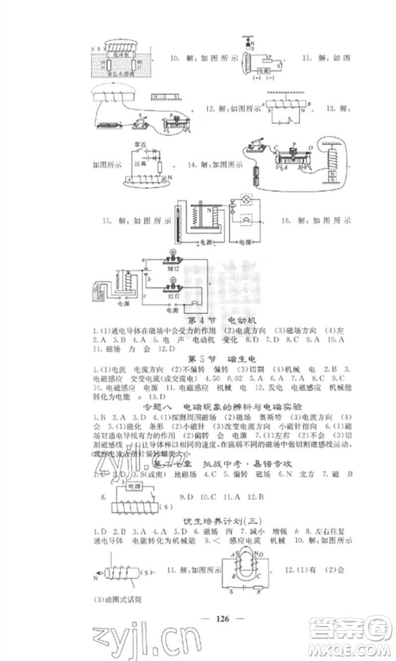 四川大學出版社2023課堂點睛九年級物理下冊人教版安徽專版參考答案