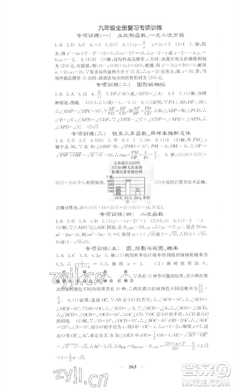 四川大學(xué)出版社2023課堂點(diǎn)睛九年級數(shù)學(xué)下冊湘教版參考答案