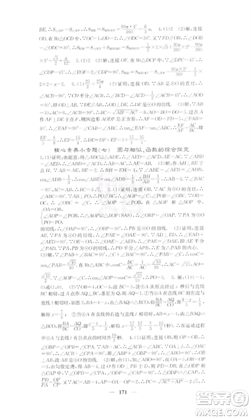 四川大學(xué)出版社2023課堂點(diǎn)睛九年級數(shù)學(xué)下冊湘教版參考答案