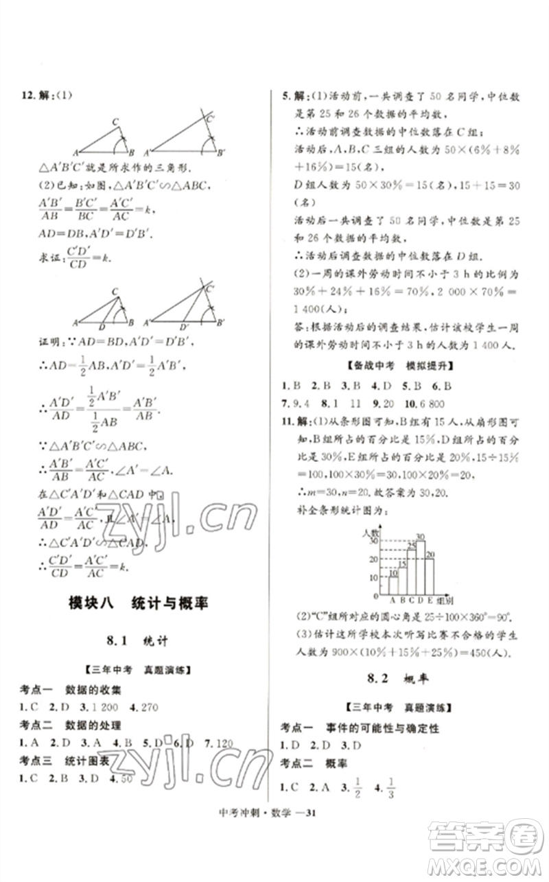 河北少年兒童出版社2023奪冠百分百中考沖刺九年級(jí)數(shù)學(xué)通用版福建專版參考答案