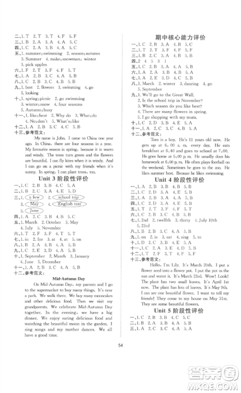 延邊教育出版社2023高分突破創(chuàng)優(yōu)100五年級(jí)英語(yǔ)下冊(cè)人教PEP版參考答案