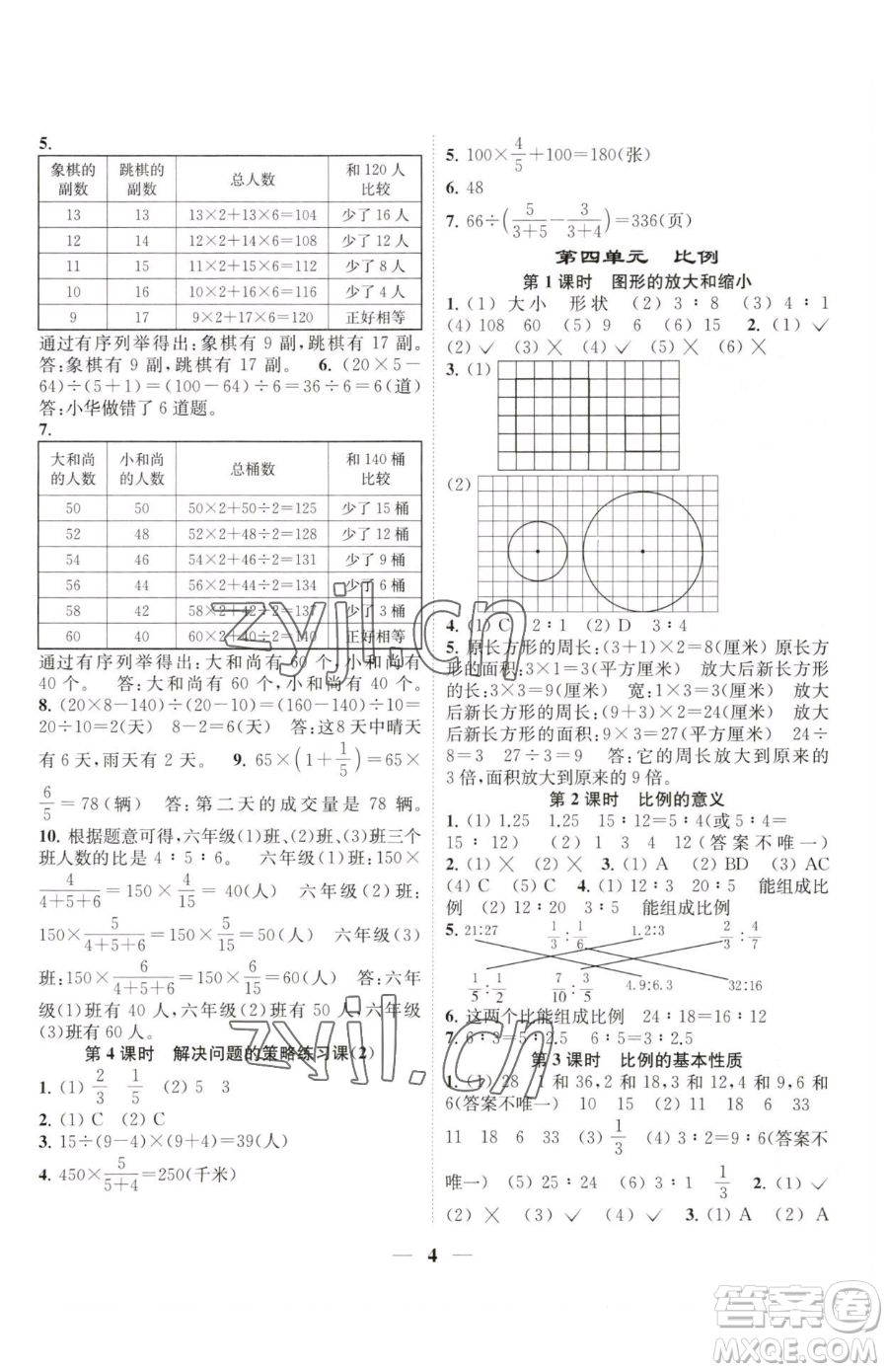 江蘇鳳凰美術(shù)出版社2023隨堂練1+2六年級(jí)下冊(cè)數(shù)學(xué)江蘇版參考答案