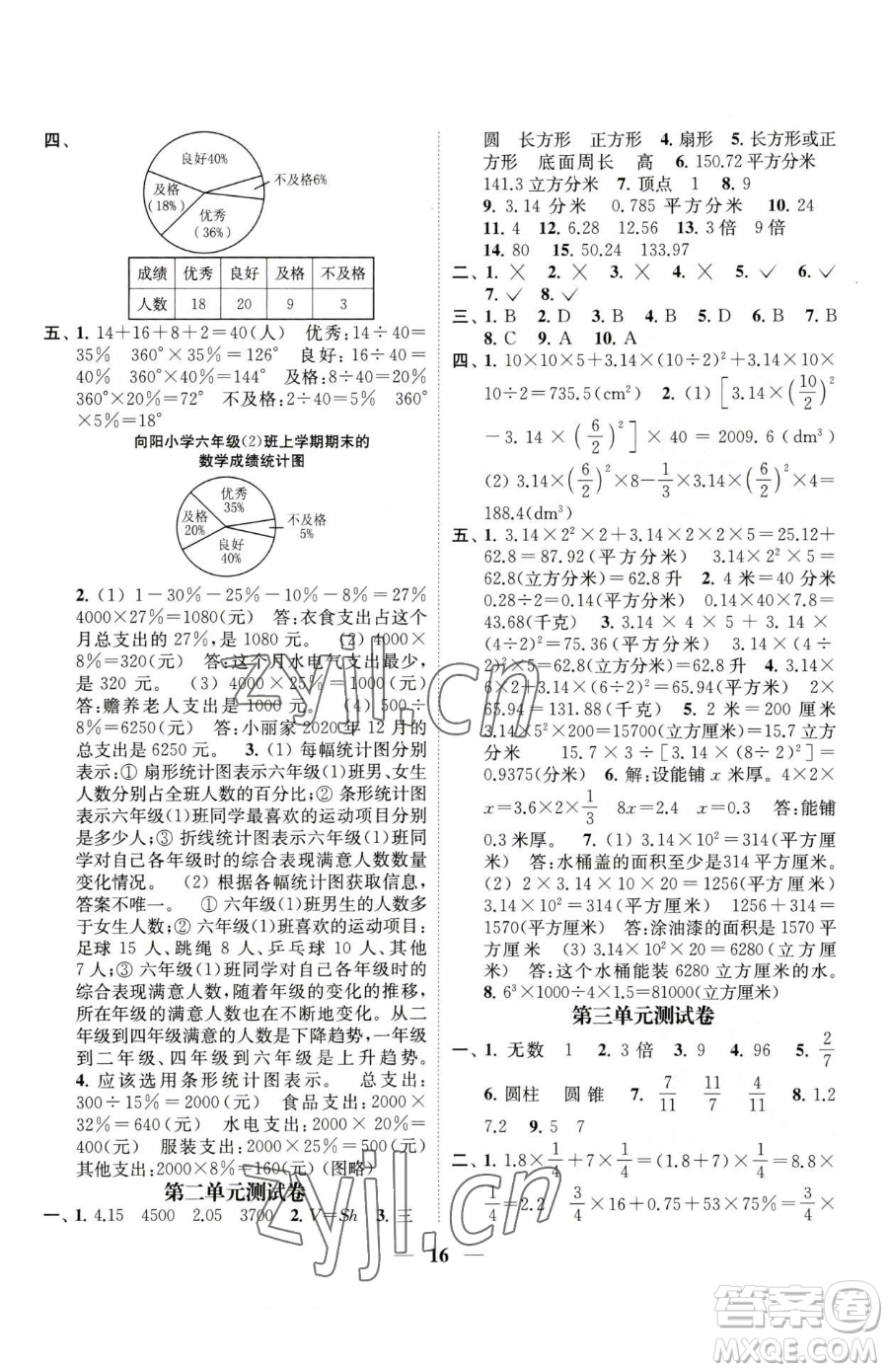 江蘇鳳凰美術(shù)出版社2023隨堂練1+2六年級(jí)下冊(cè)數(shù)學(xué)江蘇版參考答案