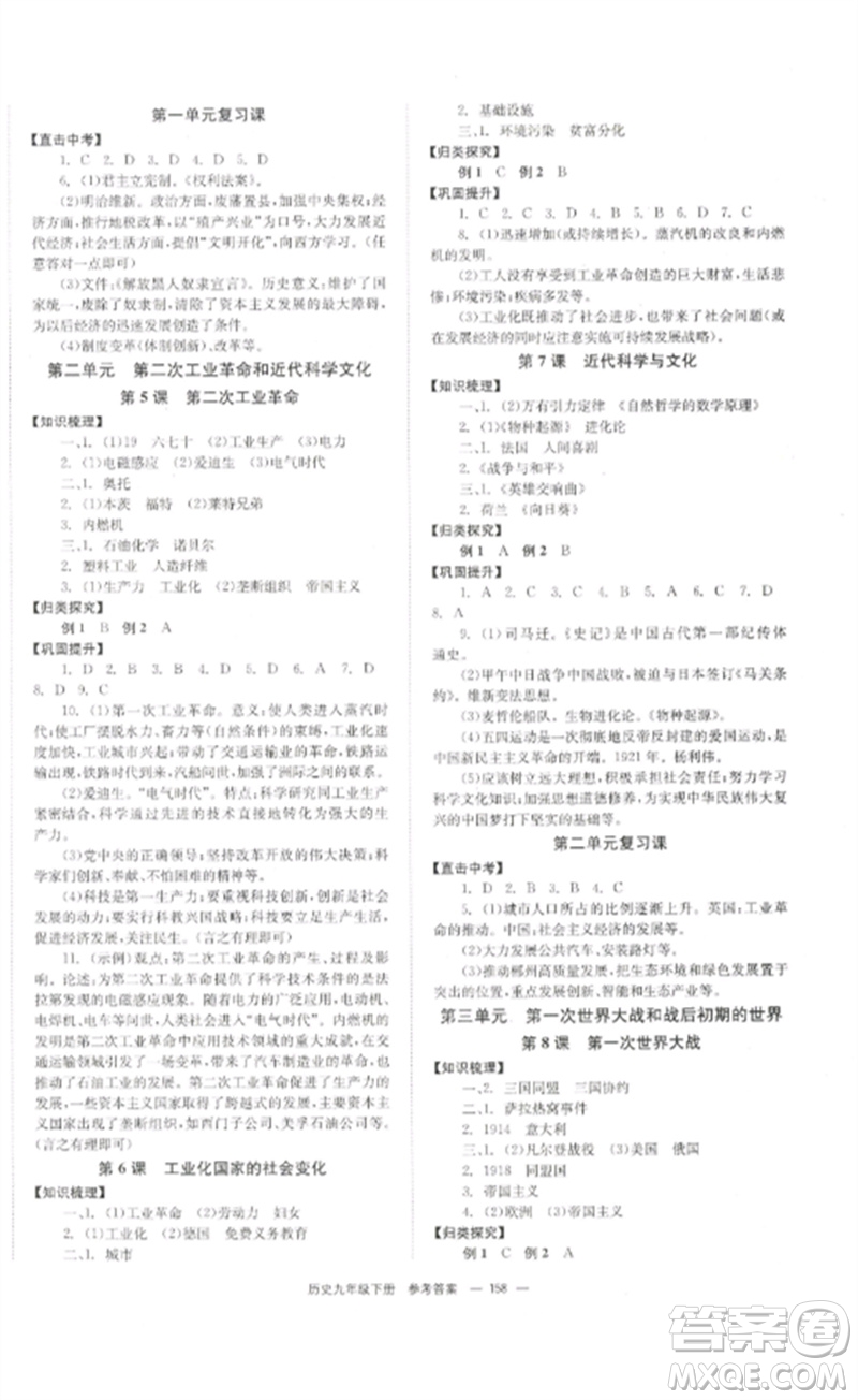 北京時(shí)代華文書(shū)局2023全效學(xué)習(xí)學(xué)業(yè)評(píng)價(jià)方案九年級(jí)世界歷史下冊(cè)人教版參考答案