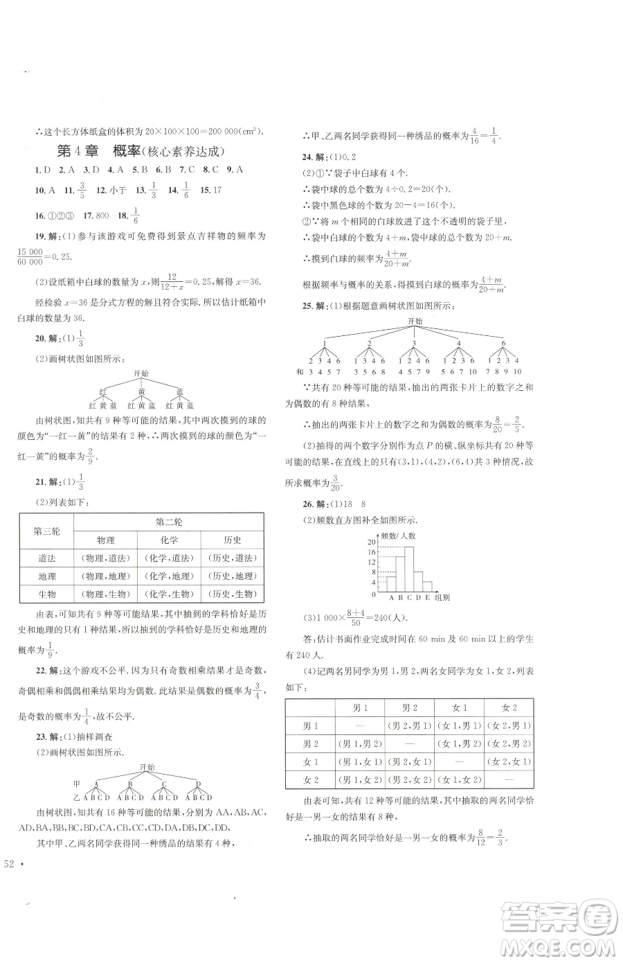 湖南教育出版社2023學(xué)科素養(yǎng)與能力提升九年級下冊數(shù)學(xué)湘教版參考答案