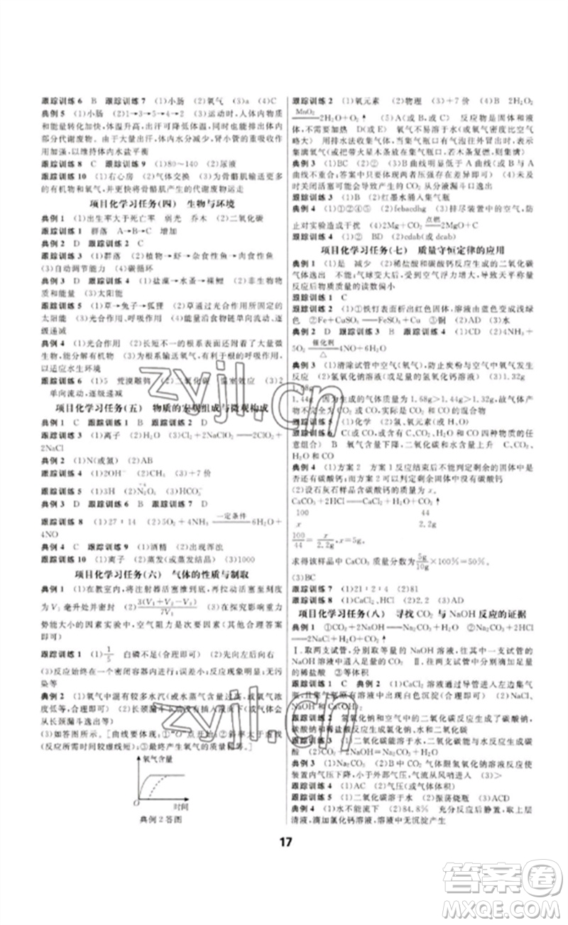 光明日報出版社2023全效學(xué)習(xí)中考學(xué)練測九年級科學(xué)通用版寧波專版參考答案