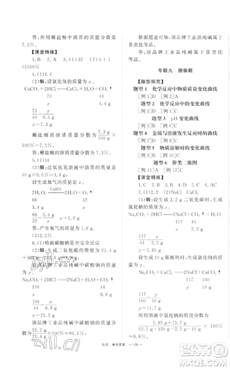 湖南師范大學(xué)出版社2023全效學(xué)習(xí)中考學(xué)練測(cè)九年級(jí)化學(xué)通用版參考答案