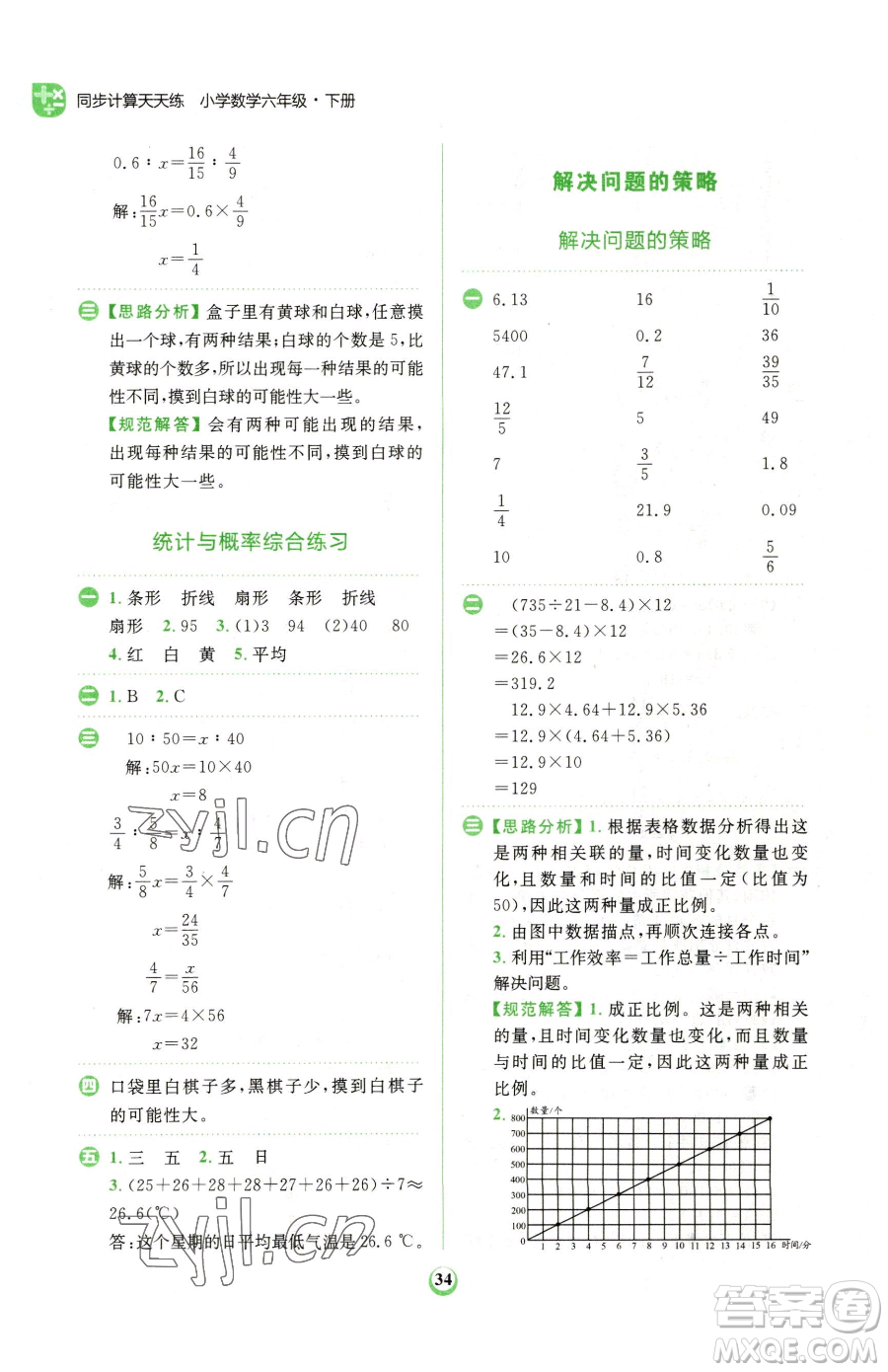 文化發(fā)展出版社2023金牛耳計(jì)算天天練六年級(jí)下冊(cè)數(shù)學(xué)北師大版參考答案