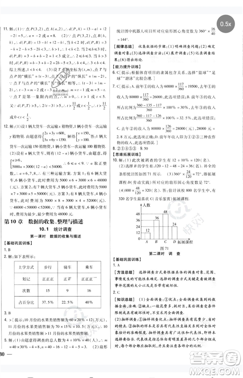 吉林人民出版社2023全科王同步課時(shí)練習(xí)七年級(jí)數(shù)學(xué)下冊(cè)人教版參考答案