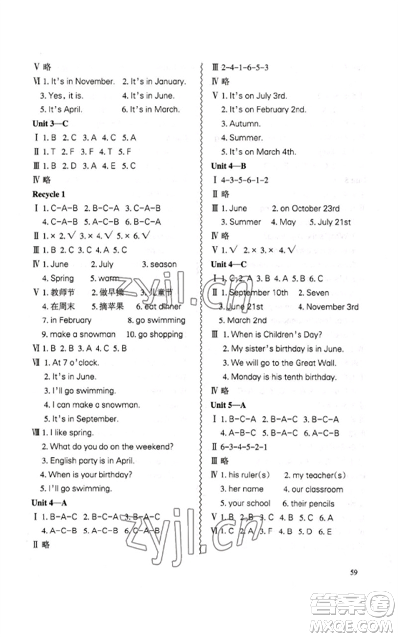 合肥工業(yè)大學(xué)出版社2023小學(xué)英語課堂練習(xí)五年級(jí)下冊(cè)人教版參考答案