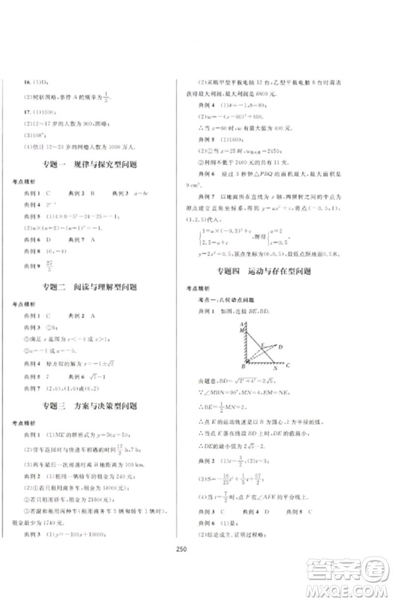 延邊大學(xué)出版社2023中考先鋒中考總復(fù)習(xí)九年級數(shù)學(xué)通用版參考答案