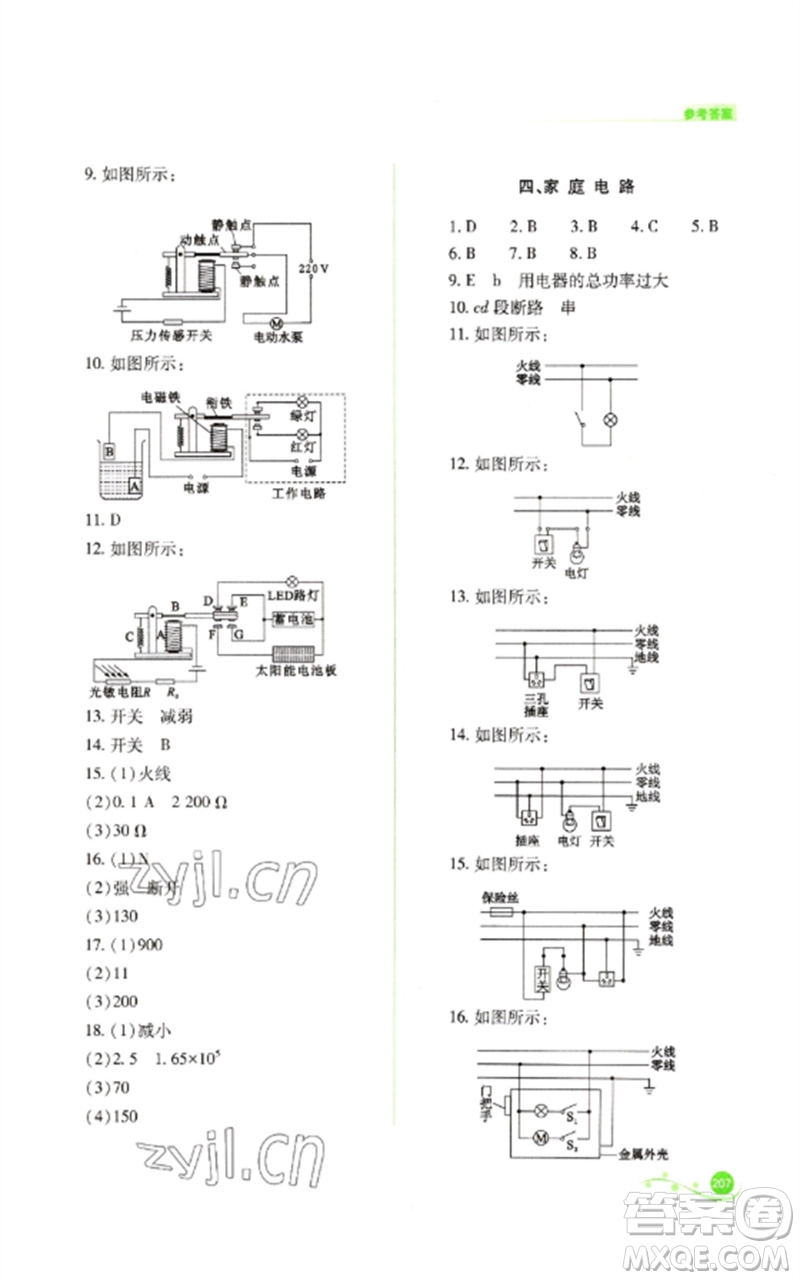 山西教育出版社2023中考復(fù)習(xí)指導(dǎo)與優(yōu)化訓(xùn)練九年級物理通用版參考答案