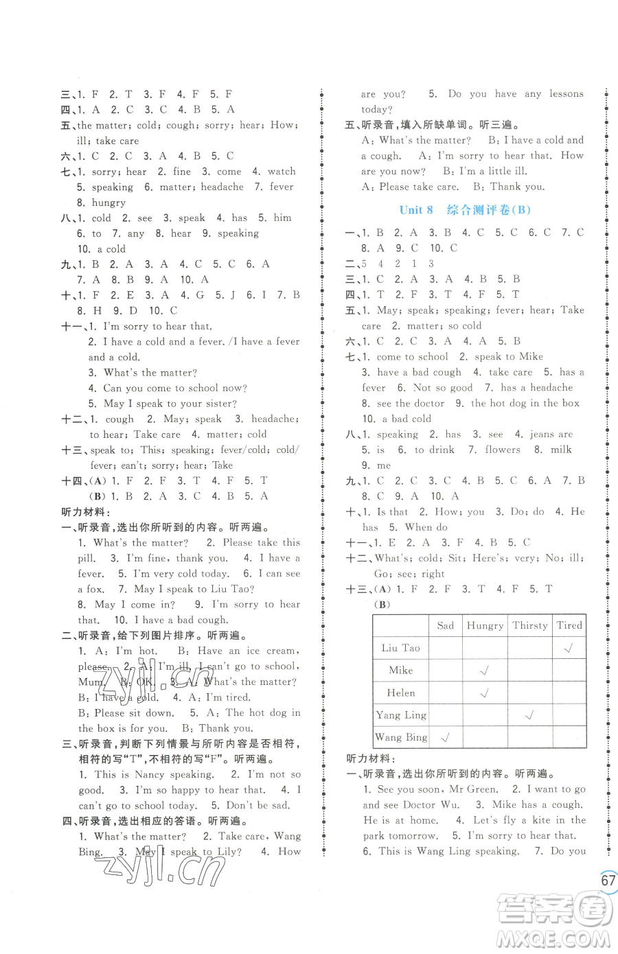 江西科學(xué)技術(shù)出版社2023奪冠金卷四年級(jí)下冊(cè)英語(yǔ)譯林版參考答案