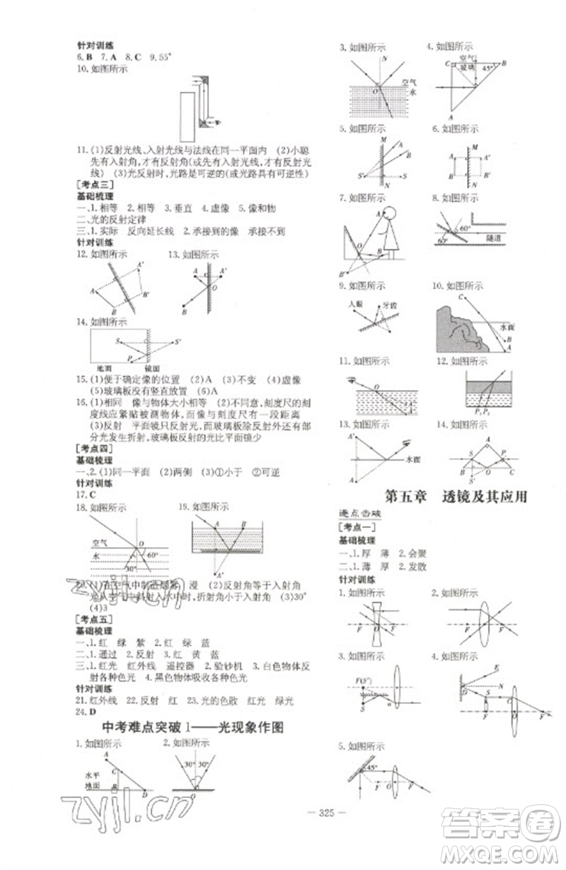 陜西人民教育出版社2023初中總復習導與練九年級物理通用版包頭專版參考答案