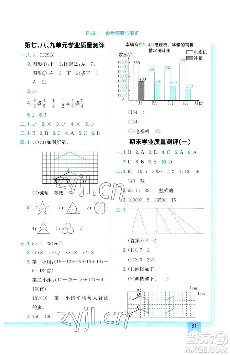 龍門書局2023黃岡小狀元作業(yè)本四年級(jí)下冊(cè)數(shù)學(xué)人教版參考答案