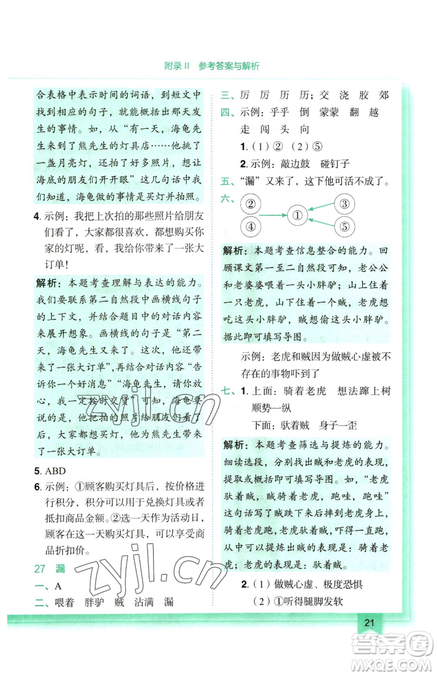 龍門書局2023黃岡小狀元作業(yè)本三年級下冊語文人教版參考答案