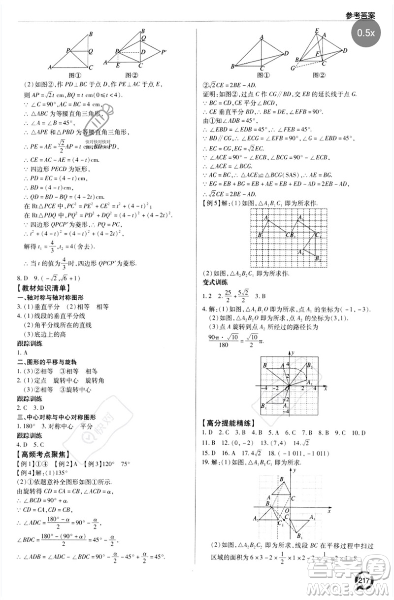 青島出版社2023初中總復(fù)習(xí)手冊(cè)九年級(jí)數(shù)學(xué)通用版參考答案