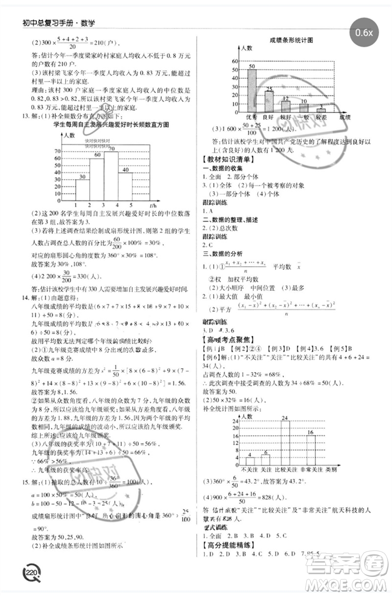 青島出版社2023初中總復(fù)習(xí)手冊(cè)九年級(jí)數(shù)學(xué)通用版參考答案