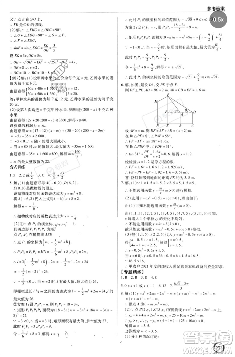 青島出版社2023初中總復(fù)習(xí)手冊(cè)九年級(jí)數(shù)學(xué)通用版參考答案