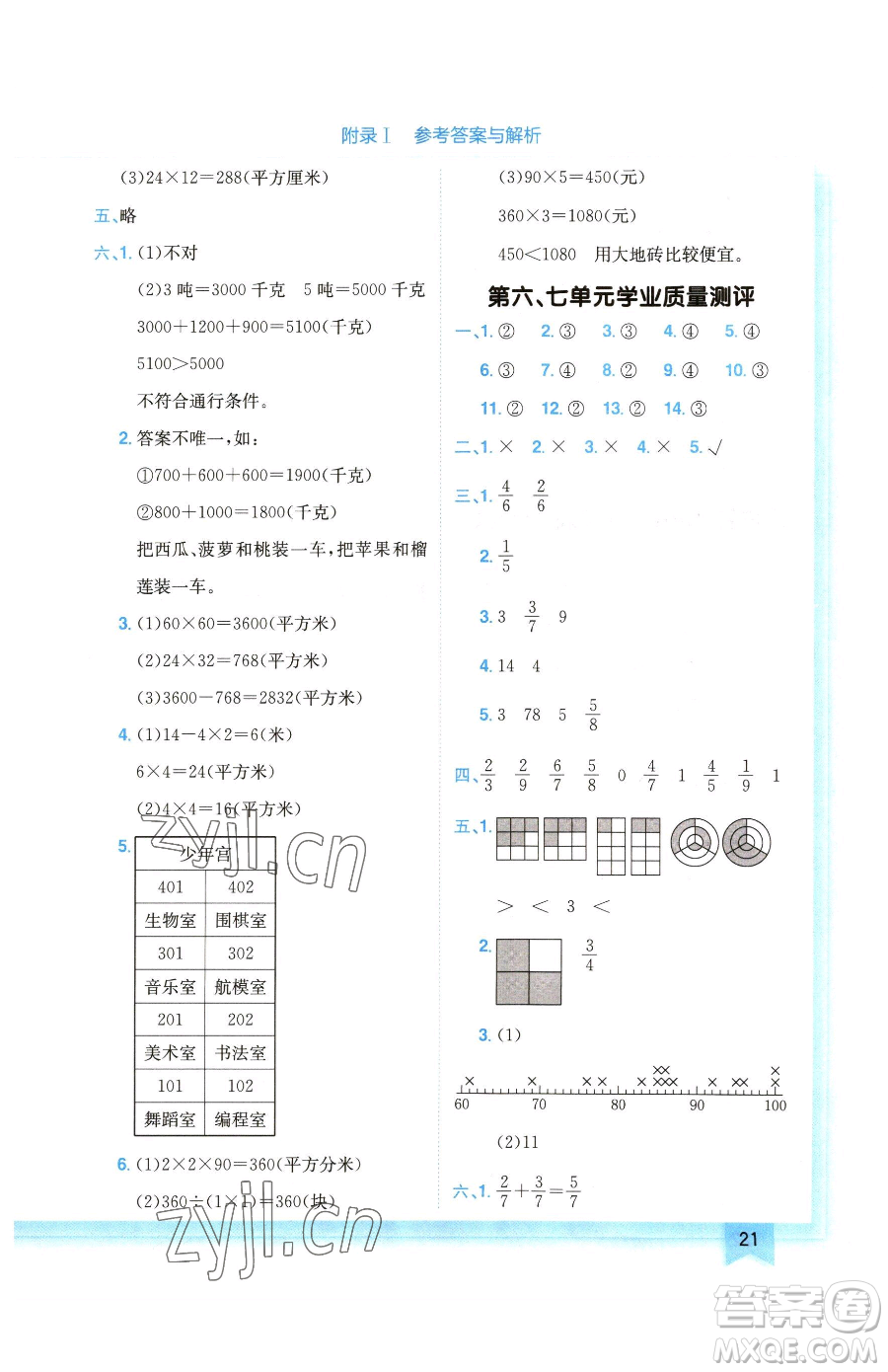 龍門書局2023黃岡小狀元作業(yè)本三年級下冊數(shù)學(xué)北師大版廣東專版參考答案