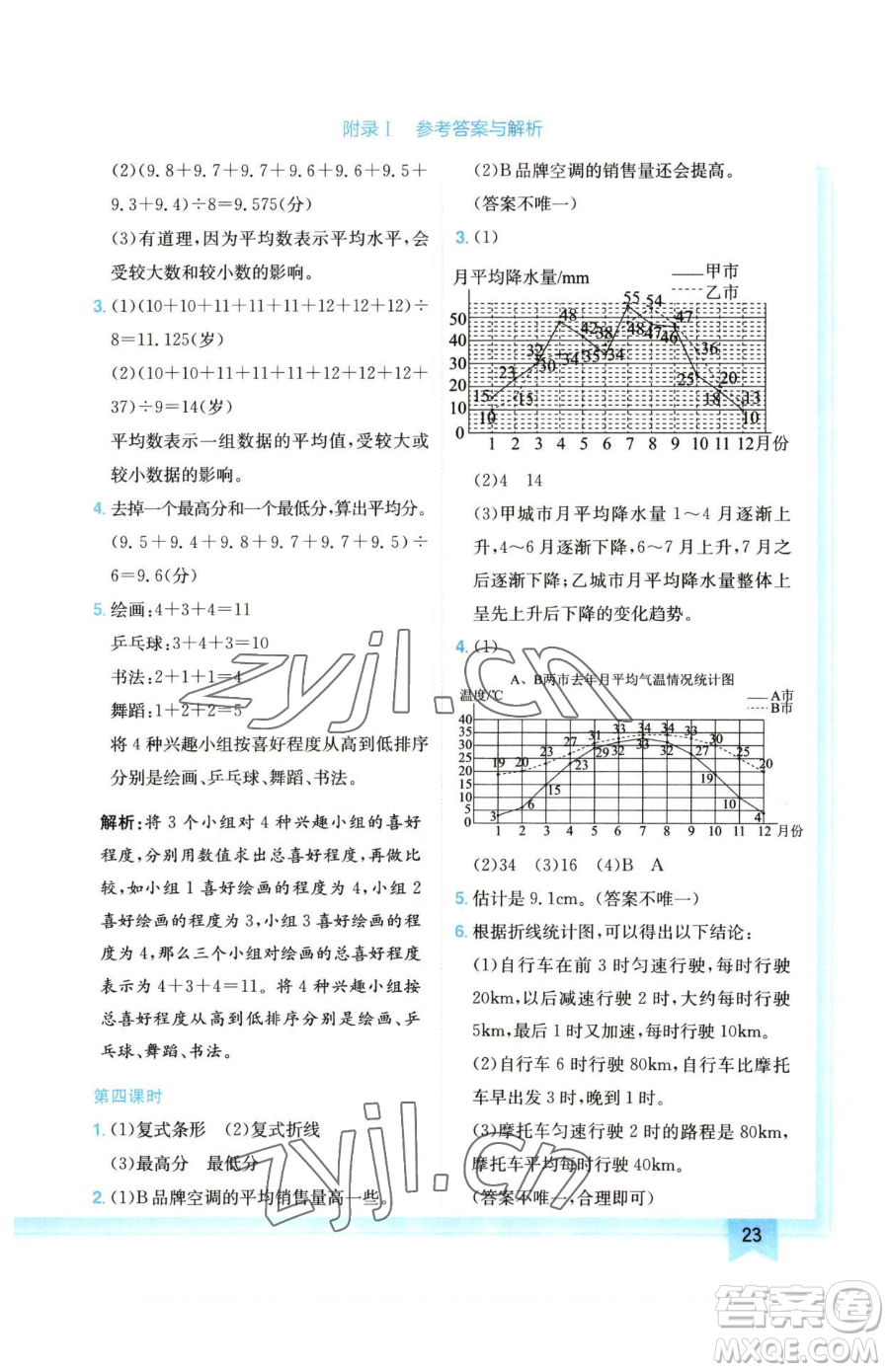 龍門書局2023黃岡小狀元作業(yè)本五年級下冊數(shù)學(xué)北師大版廣東專版參考答案