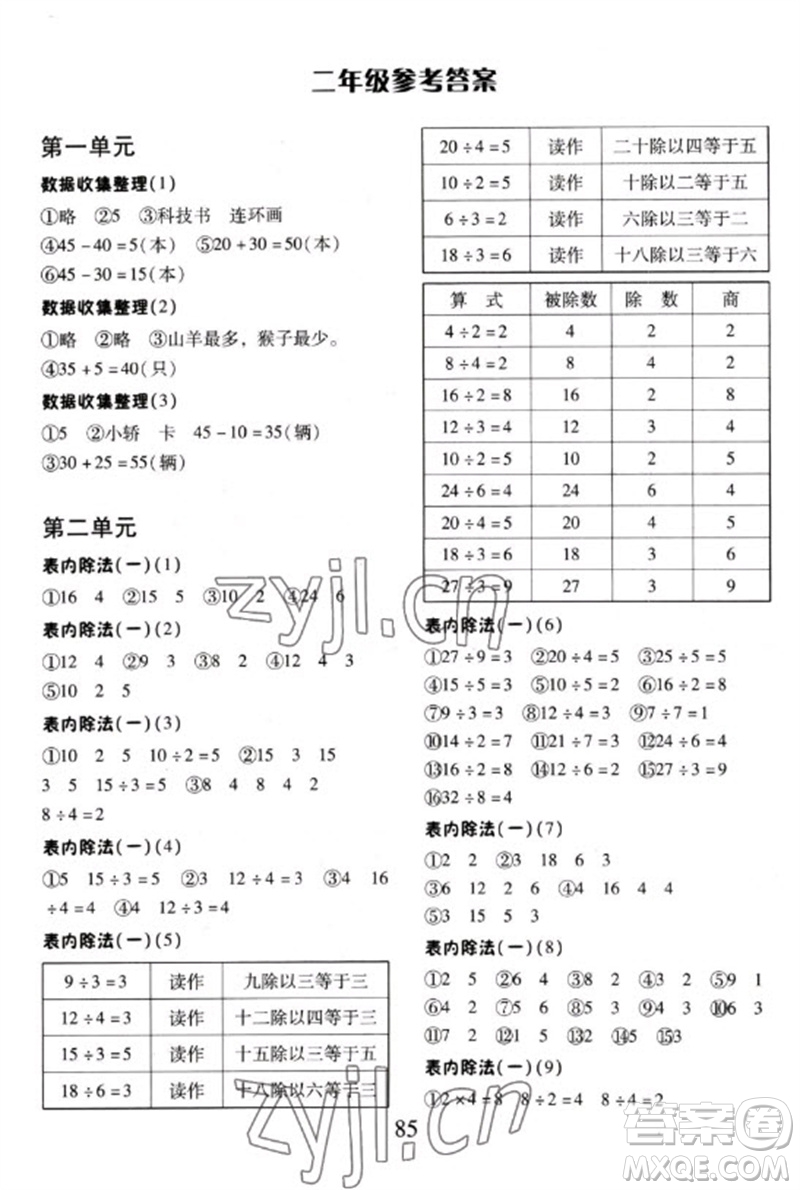 云南美術(shù)出版社2023每日10分鐘口算心算速算天天練二年級數(shù)學下冊人教版參考答案