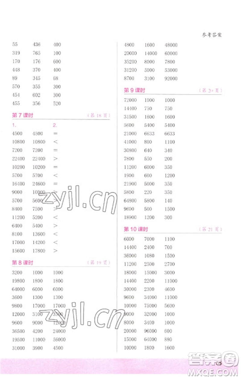 江蘇鳳凰少年兒童出版社2023口算小狀元口算速算天天練四年級數(shù)學下冊人教版參考答案