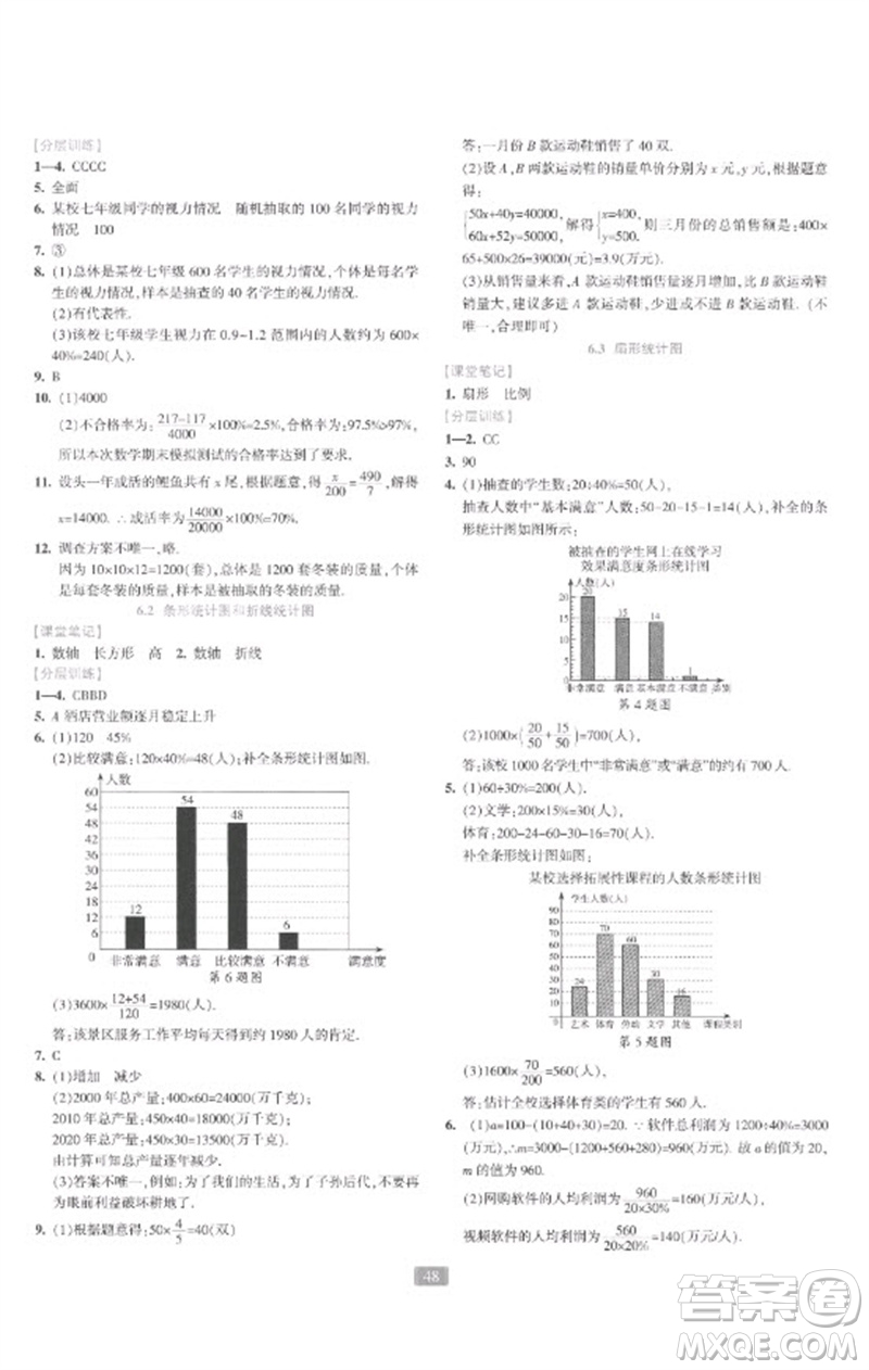 浙江教育出版社2023精準學與練七年級數(shù)學下冊浙教版參考答案