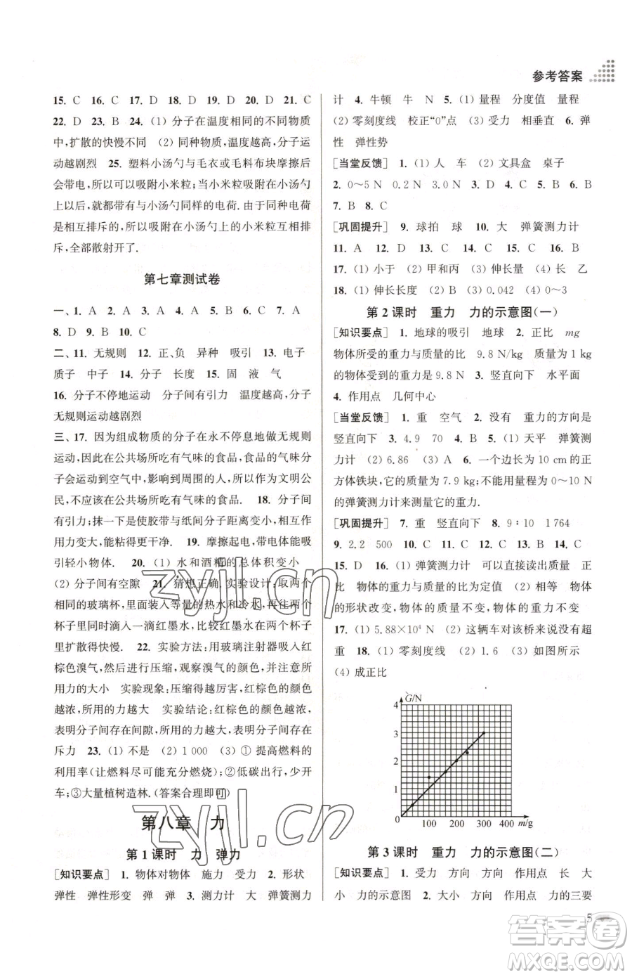 江蘇鳳凰美術(shù)出版社2023創(chuàng)新課時作業(yè)本八年級下冊物理江蘇版參考答案