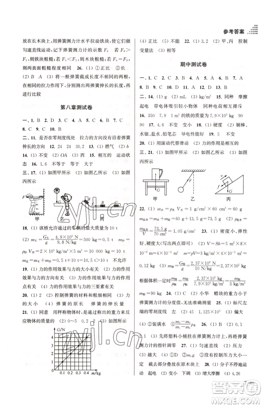 江蘇鳳凰美術(shù)出版社2023創(chuàng)新課時作業(yè)本八年級下冊物理江蘇版參考答案