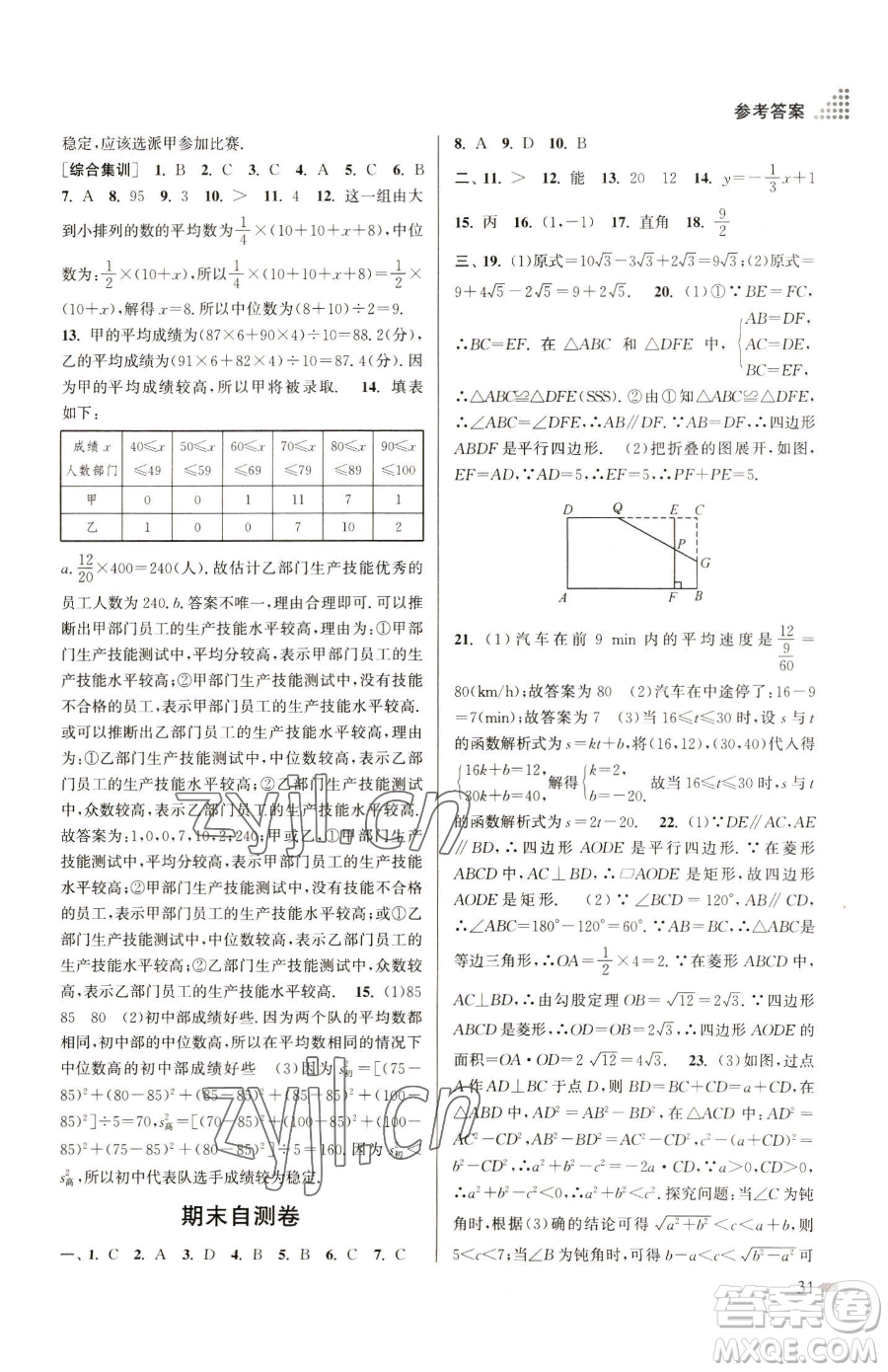 江蘇鳳凰美術(shù)出版社2023創(chuàng)新課時(shí)作業(yè)本八年級(jí)下冊(cè)數(shù)學(xué)全國(guó)版參考答案