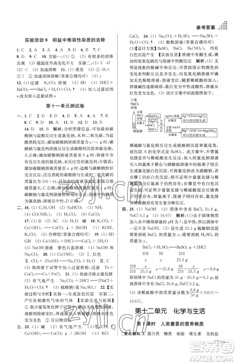 江蘇鳳凰美術(shù)出版社2023創(chuàng)新課時(shí)作業(yè)本九年級下冊化學(xué)全國版參考答案