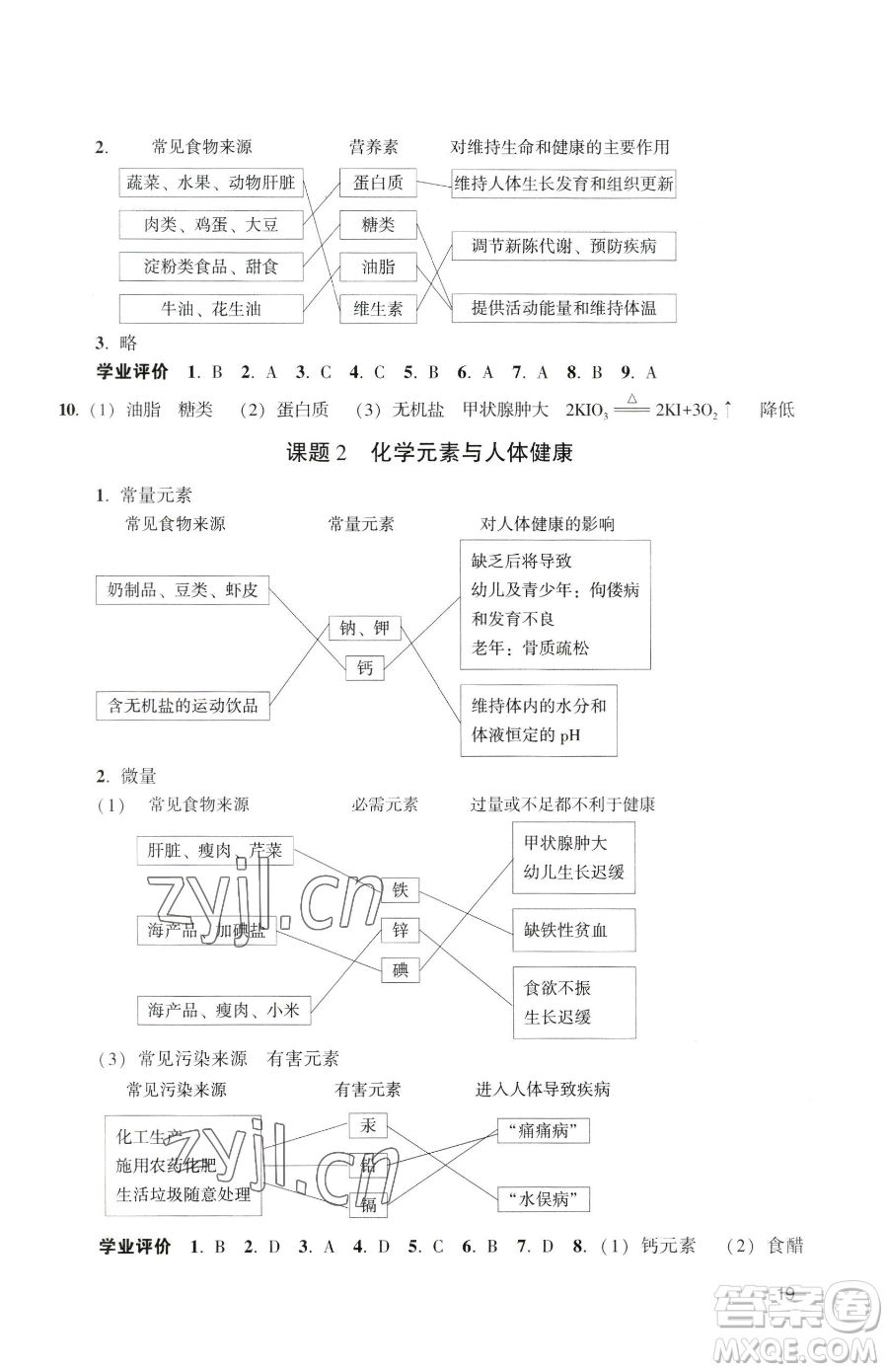 廣州出版社2023陽光學業(yè)評價九年級下冊化學人教版參考答案