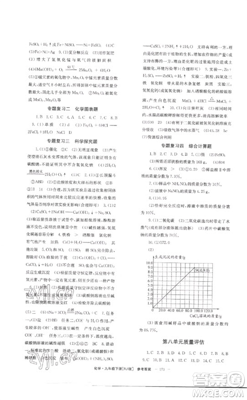 湖南教育出版社2023全效學(xué)習(xí)同步學(xué)練測(cè)九年級(jí)化學(xué)下冊(cè)人教版參考答案