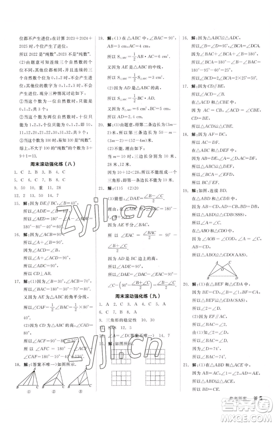 陽光出版社2023全品小復(fù)習(xí)七年級下冊數(shù)學(xué)北師大版參考答案