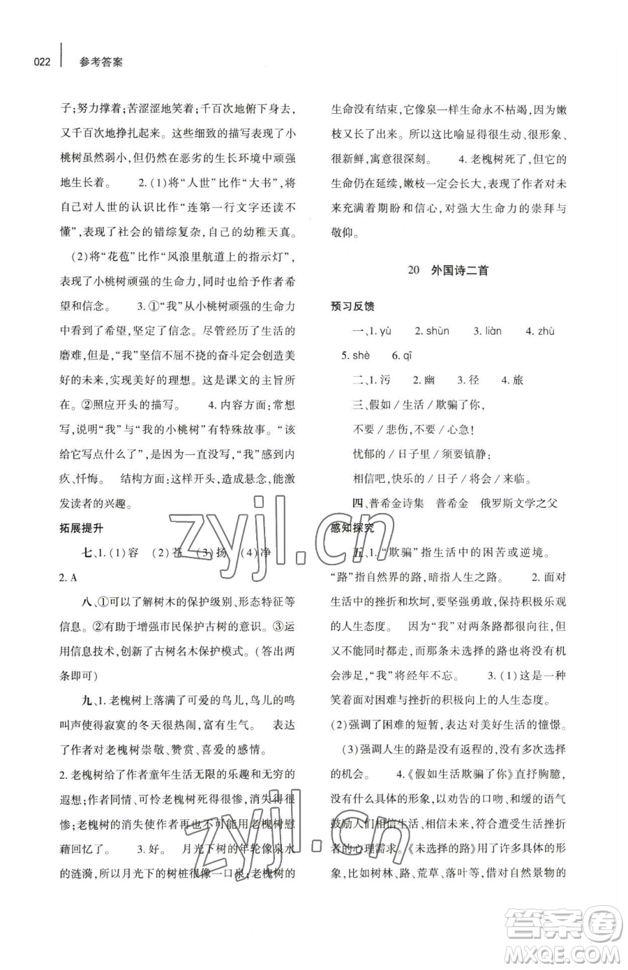 大象出版社2023基礎(chǔ)訓(xùn)練七年級(jí)下冊(cè)語文人教版參考答案