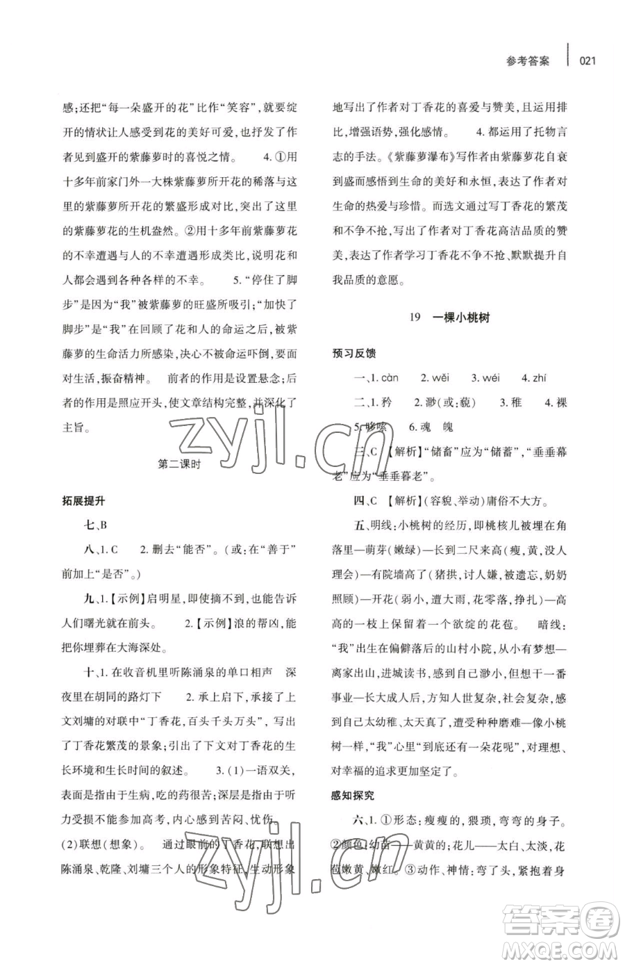 大象出版社2023基礎(chǔ)訓(xùn)練七年級(jí)下冊(cè)語文人教版參考答案