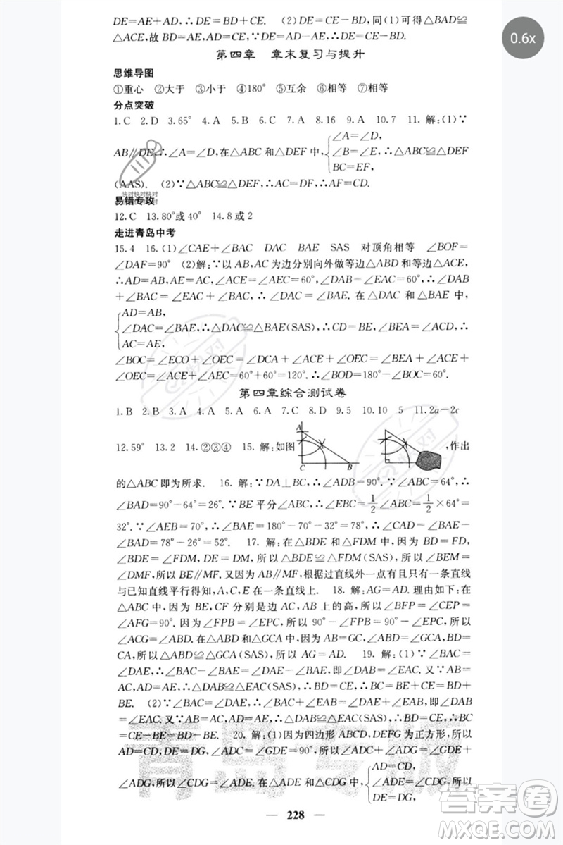 四川大學(xué)出版社2023名校課堂內(nèi)外七年級數(shù)學(xué)下冊北師大版青島專版參考答案