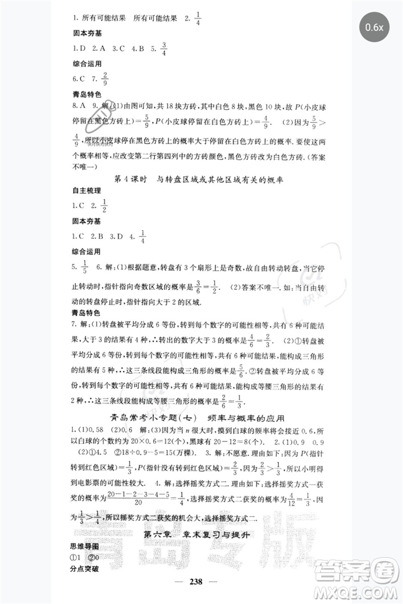 四川大學(xué)出版社2023名校課堂內(nèi)外七年級數(shù)學(xué)下冊北師大版青島專版參考答案