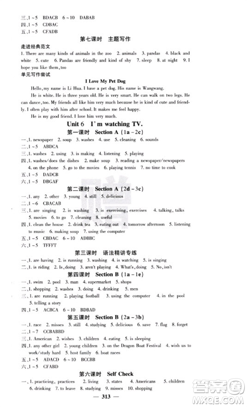 四川大學出版社2023名校課堂內(nèi)外七年級英語下冊人教版云南專版參考答案