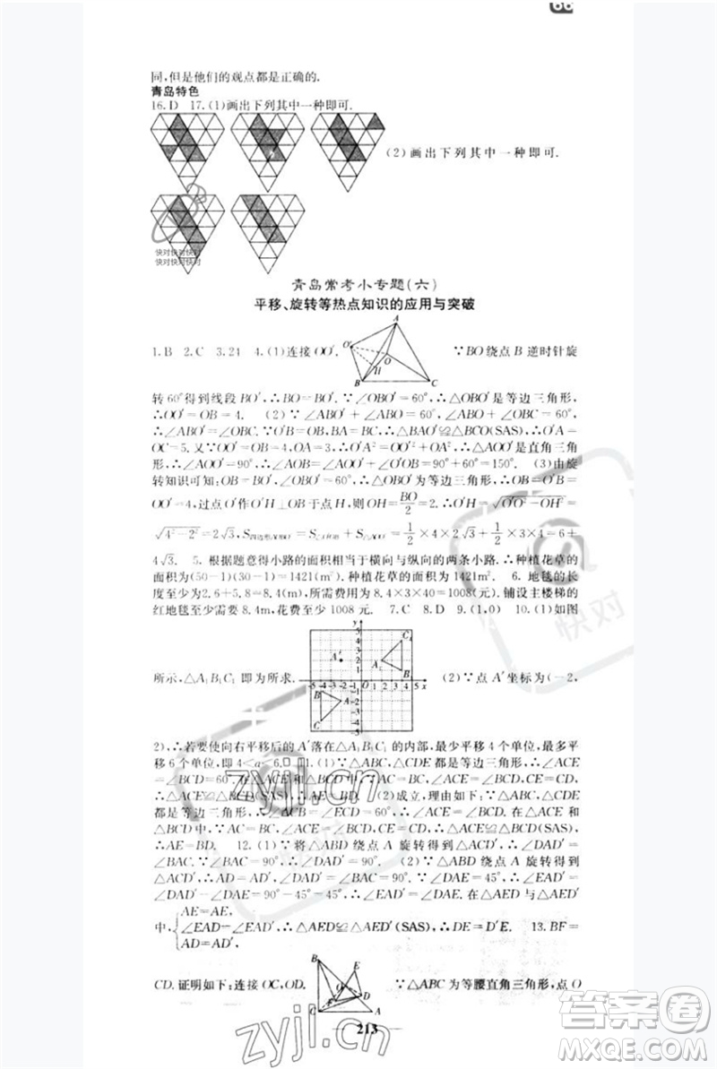 四川大學(xué)出版社2023名校課堂內(nèi)外八年級數(shù)學(xué)下冊北師大版青島專版參考答案