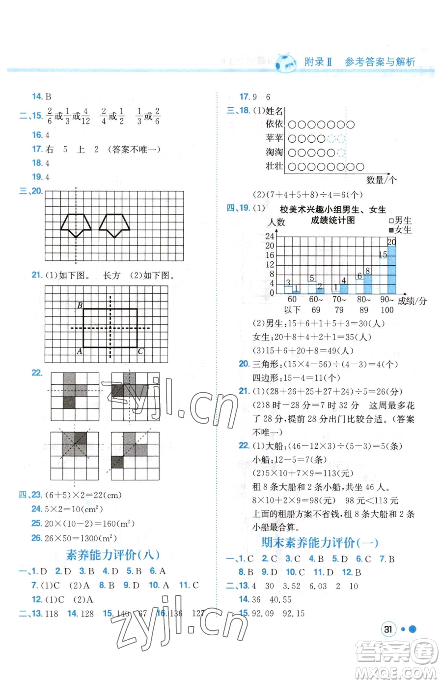 龍門書局2023黃岡小狀元練重點培優(yōu)同步作業(yè)四年級下冊數(shù)學人教版參考答案