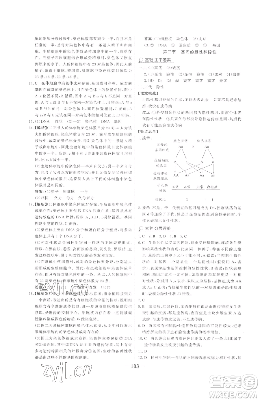 河北少年兒童出版社2023世紀(jì)金榜金榜學(xué)案八年級下冊生物人教版參考答案