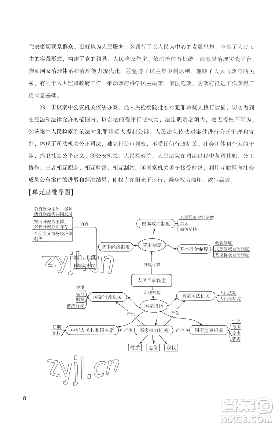 廣州出版社2023陽(yáng)光學(xué)業(yè)評(píng)價(jià)八年級(jí)下冊(cè)道德與法治人教版參考答案