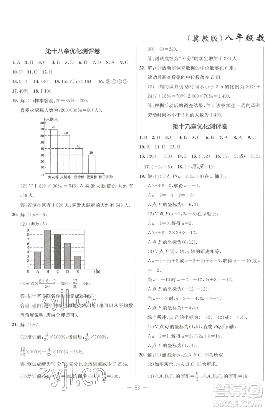 吉林教育出版社2023創(chuàng)新思維全程備考金題一卷通八年級下冊數(shù)學冀教版參考答案